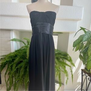 Bill Levkoff Strapless Chiffon Evening Dress Gown Black Tie Cummerbund Style 10
